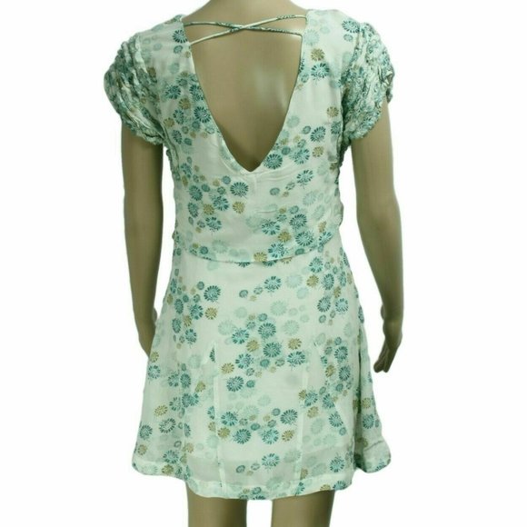 Free People Yours Truly Printed Ruffle Laceup Mini Dress XS - Picture 6 of 6